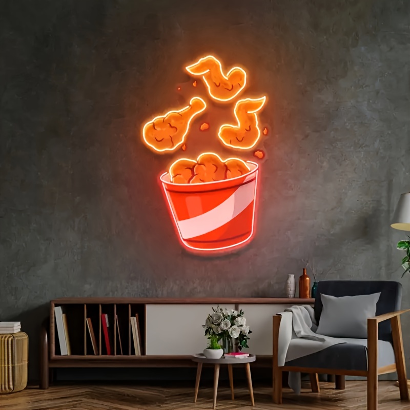 Commercial Printing Shop - لافتة نيون على شكل ساق دجاج